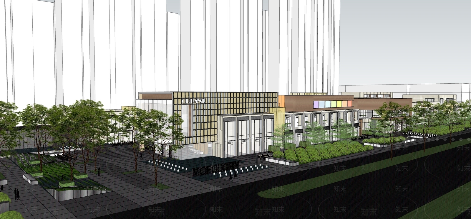 简约现代商场建筑SU模型下载【ID:1186837491】