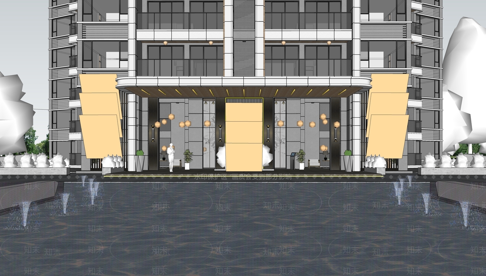 现代小区建筑SU模型下载【ID:1186837811】