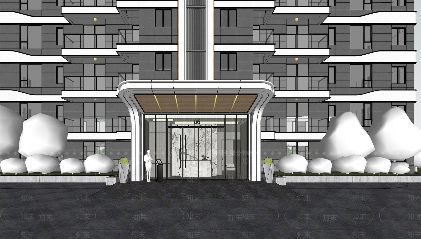 现代小区建筑SU模型下载【ID:1186837911】