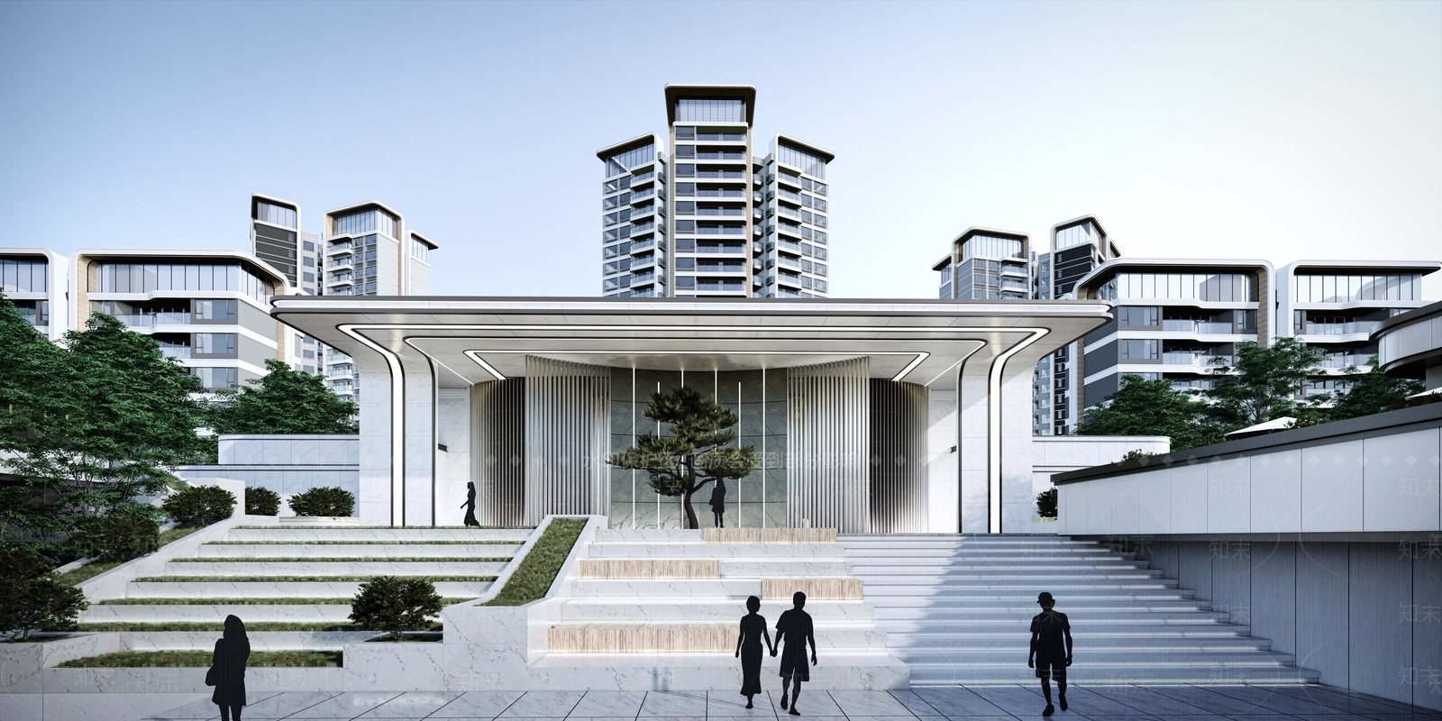 现代小区建筑SU模型下载【ID:1186838076】