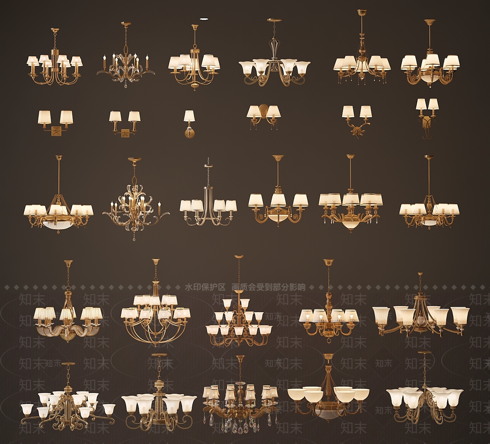 美式欧式吊灯SU模型下载【ID:1186839507】