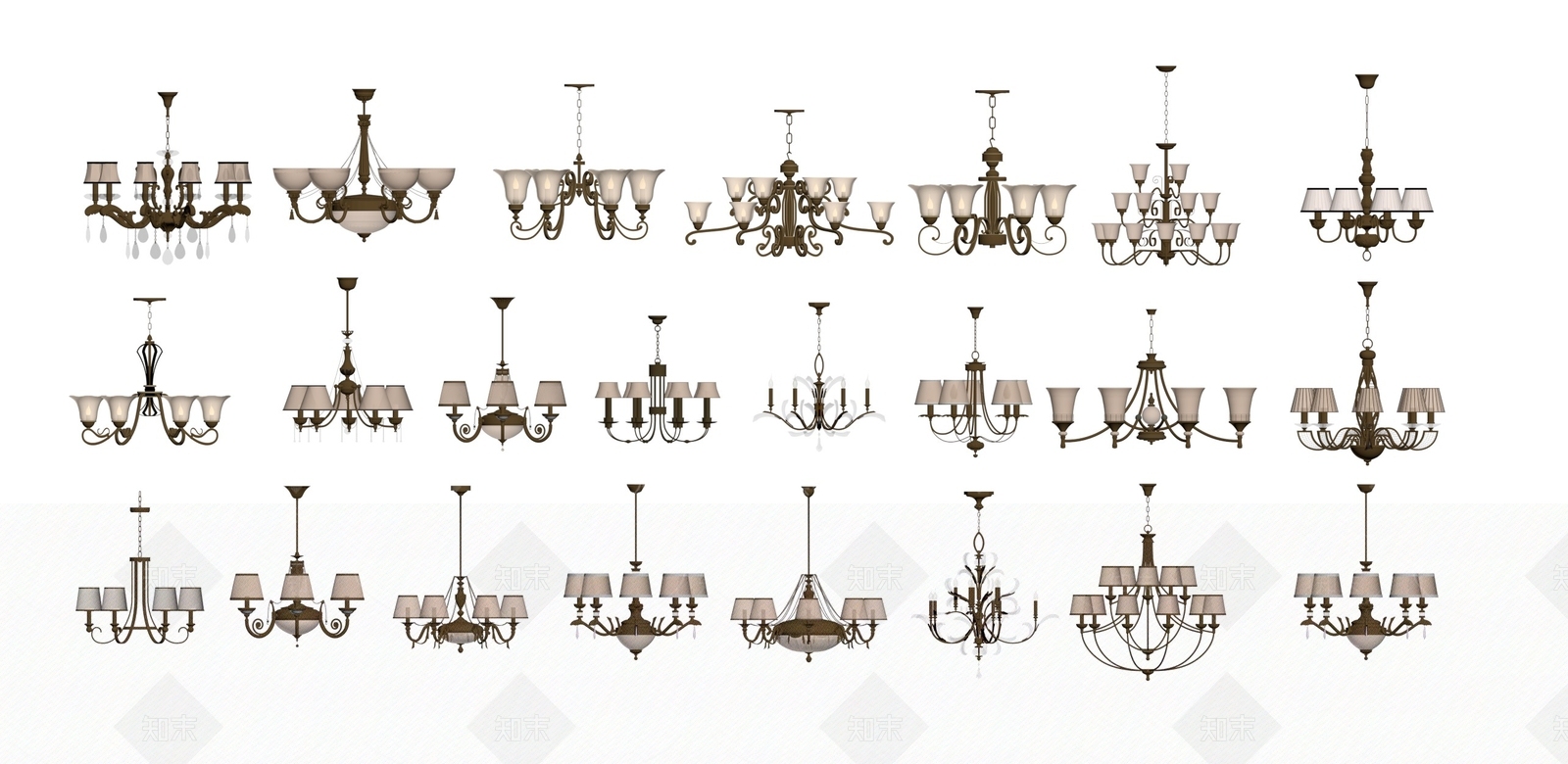 美式欧式吊灯SU模型下载【ID:1186839757】