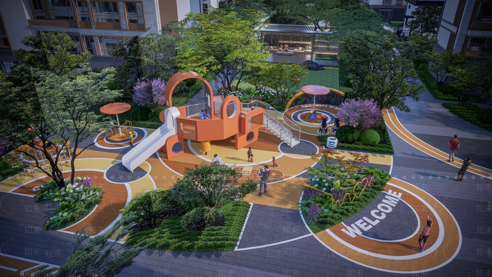 现代小区景观SU模型下载【ID:1186841379】