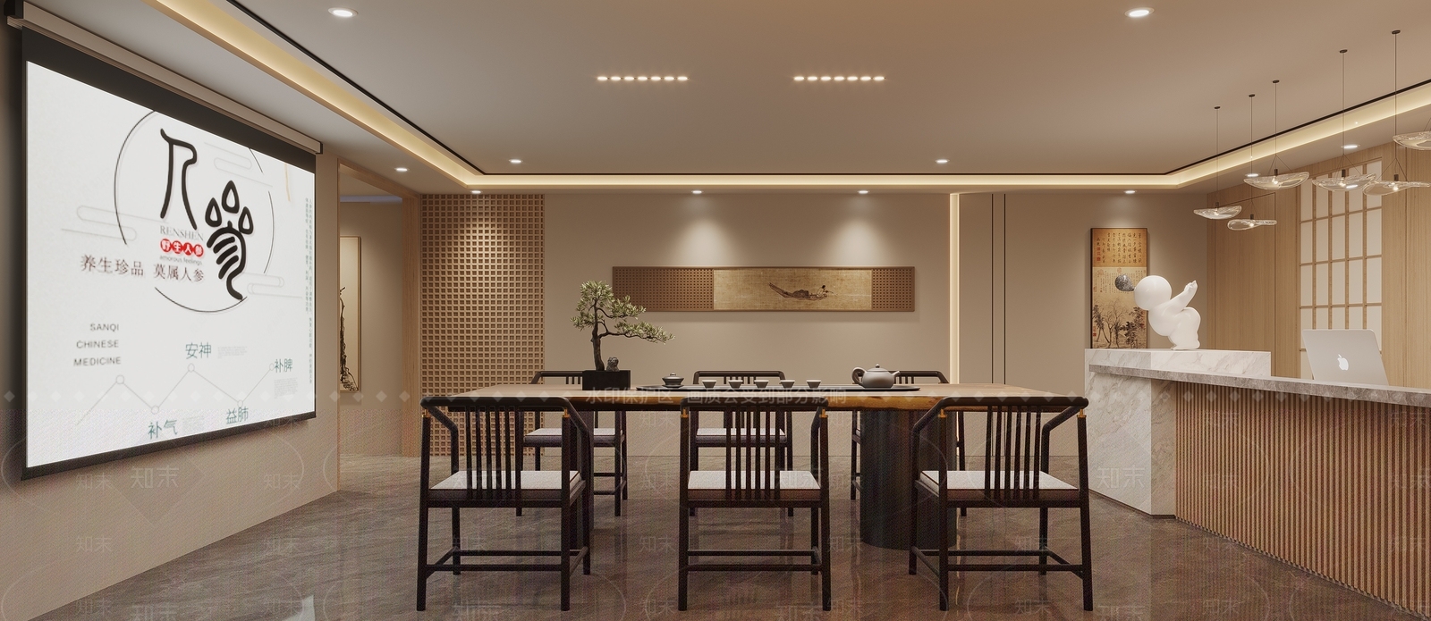 新中式茶室3D模型下载【ID:1186842740】