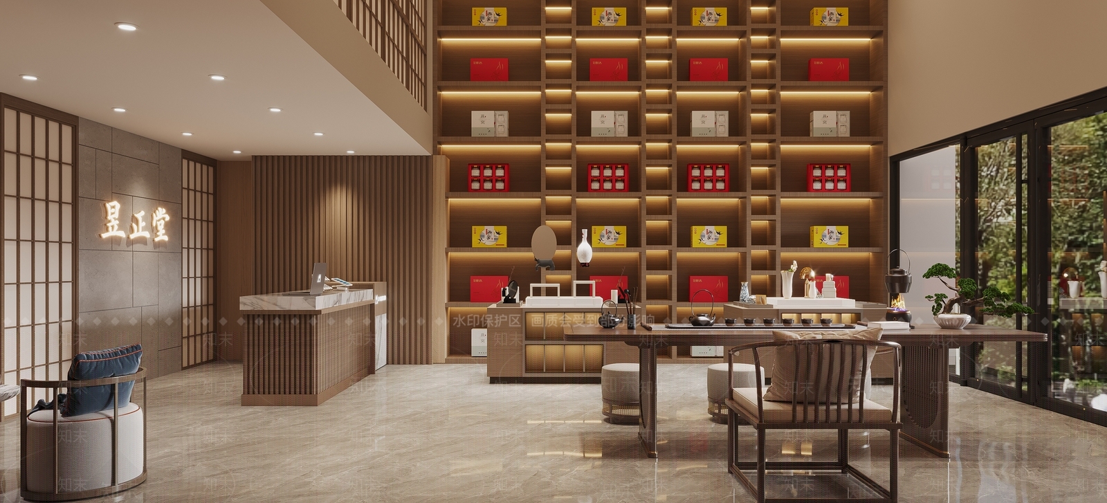 现代新中式烟酒店3D模型下载【ID:1186843140】
