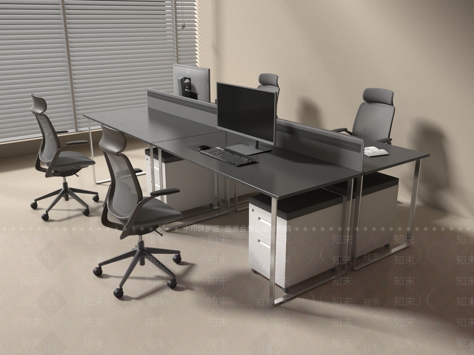 现代办公桌椅3D模型下载【ID:1186844235】
