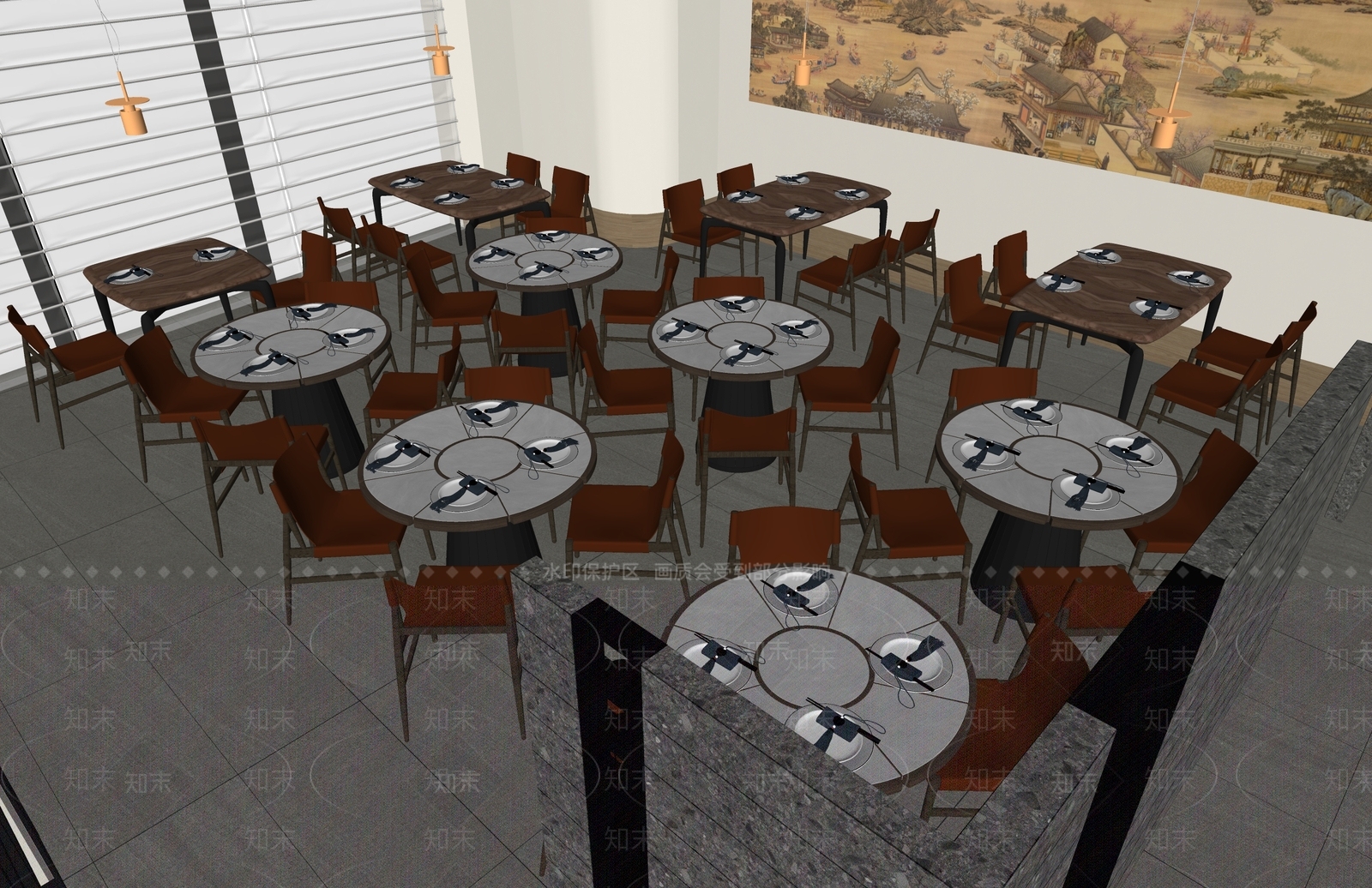 中式新中式中餐厅SU模型下载【ID:1186845417】