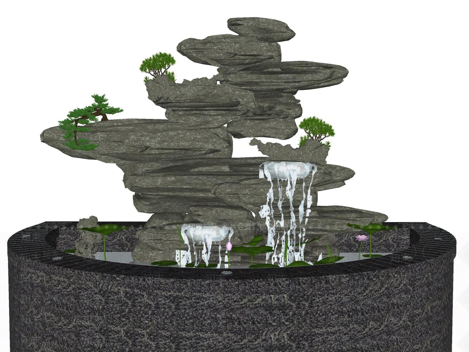 中式假山SU模型下载【ID:1186845770】