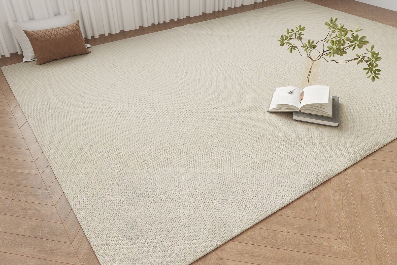 现代奶油地毯3D模型下载【ID:1186847067】