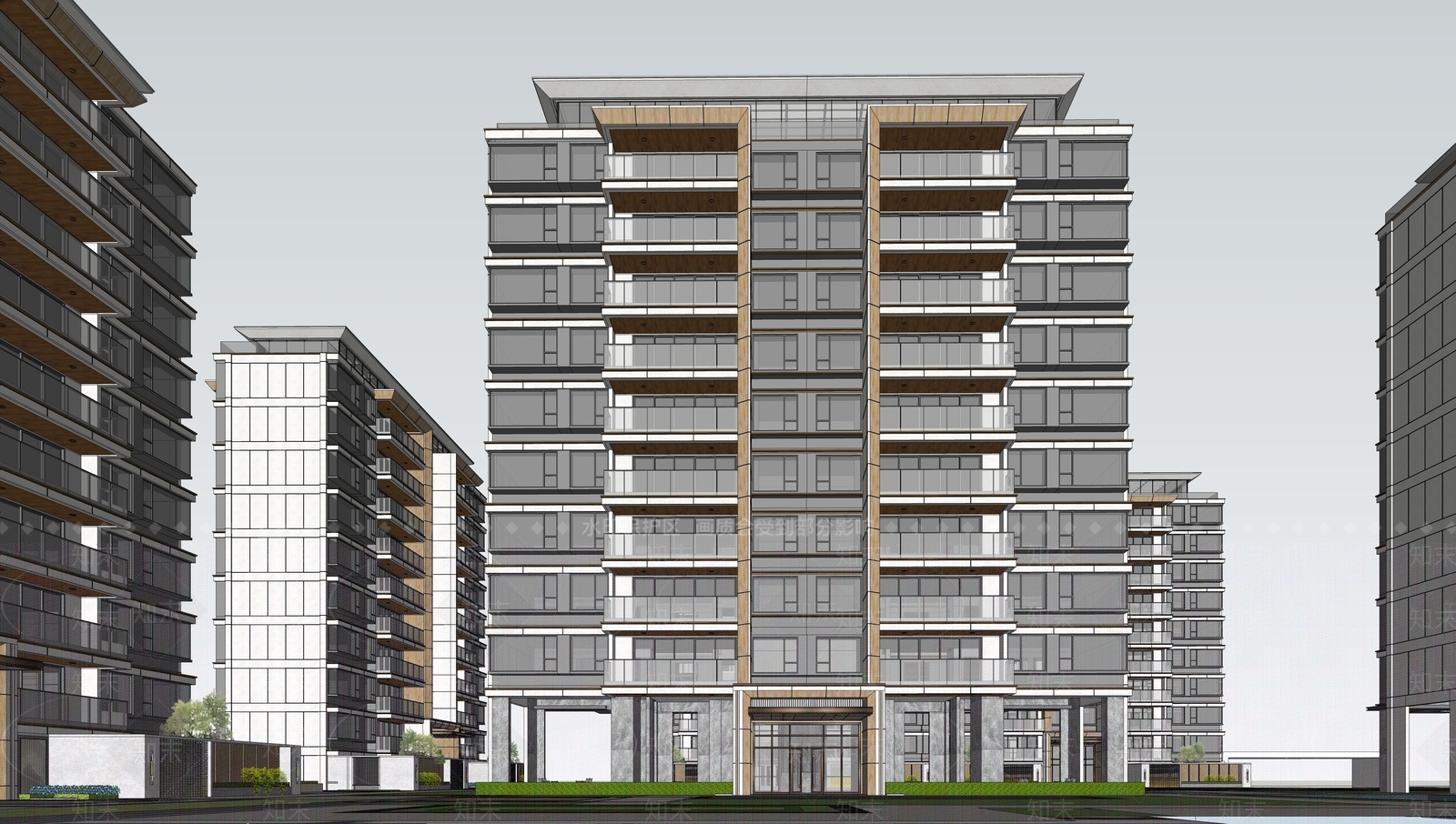 现代多层住宅SU模型下载【ID:1186849732】