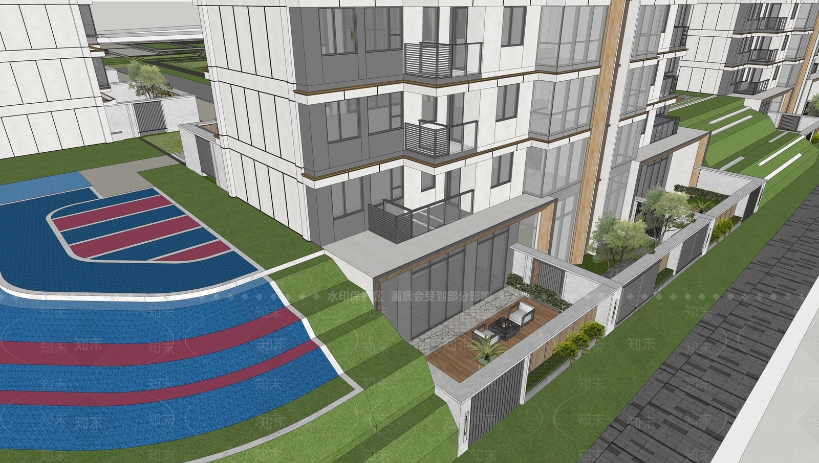 现代多层住宅SU模型下载【ID:1186849732】