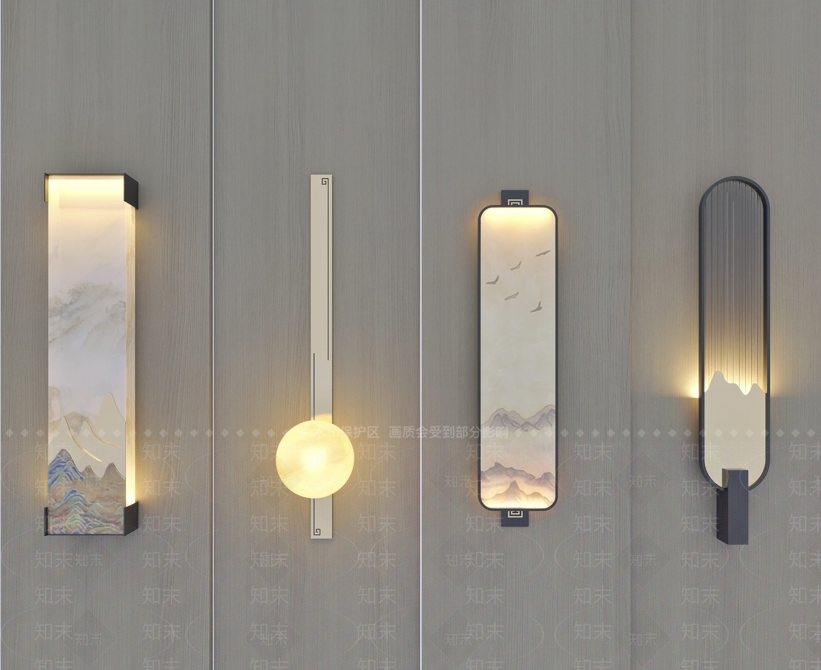 新中式中式壁灯3D模型下载【ID:1186850383】