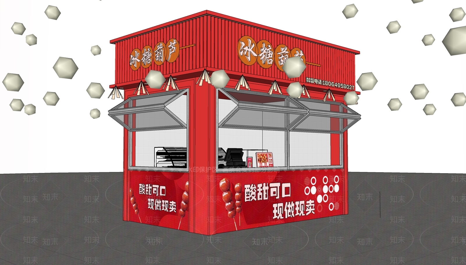 新中式甜品面包店SU模型下载【ID:1186851414】