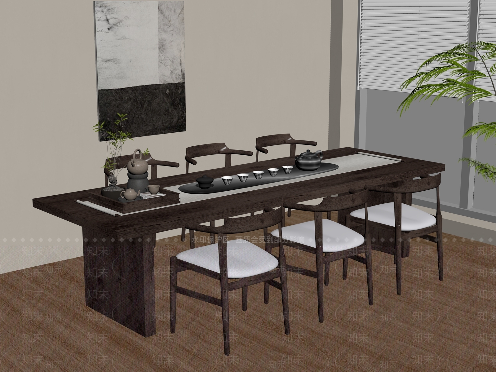 现代茶桌椅SU模型下载【ID:1186852322】
