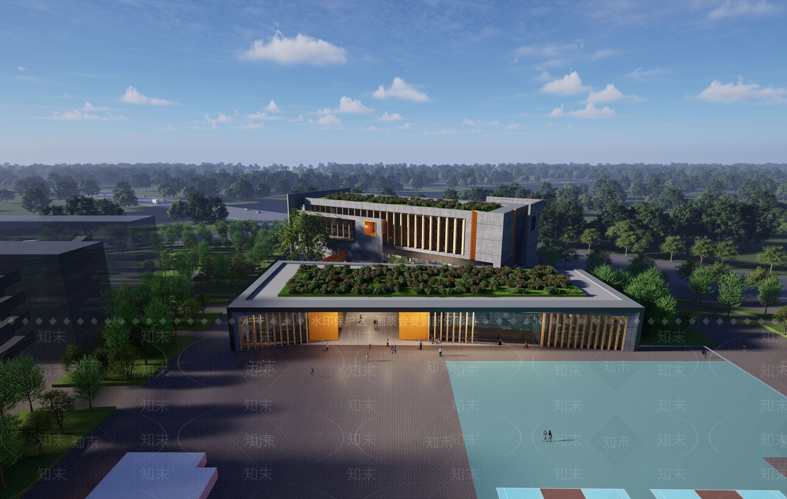 现代学校建筑SU模型下载【ID:1186960511】
