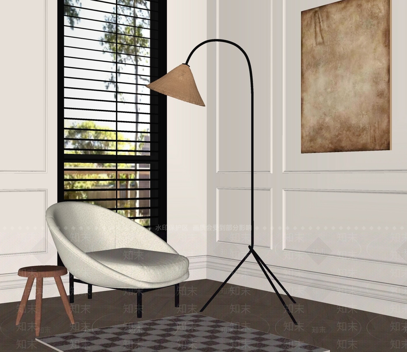 法式复古落地灯SU模型下载【ID:1186855022】