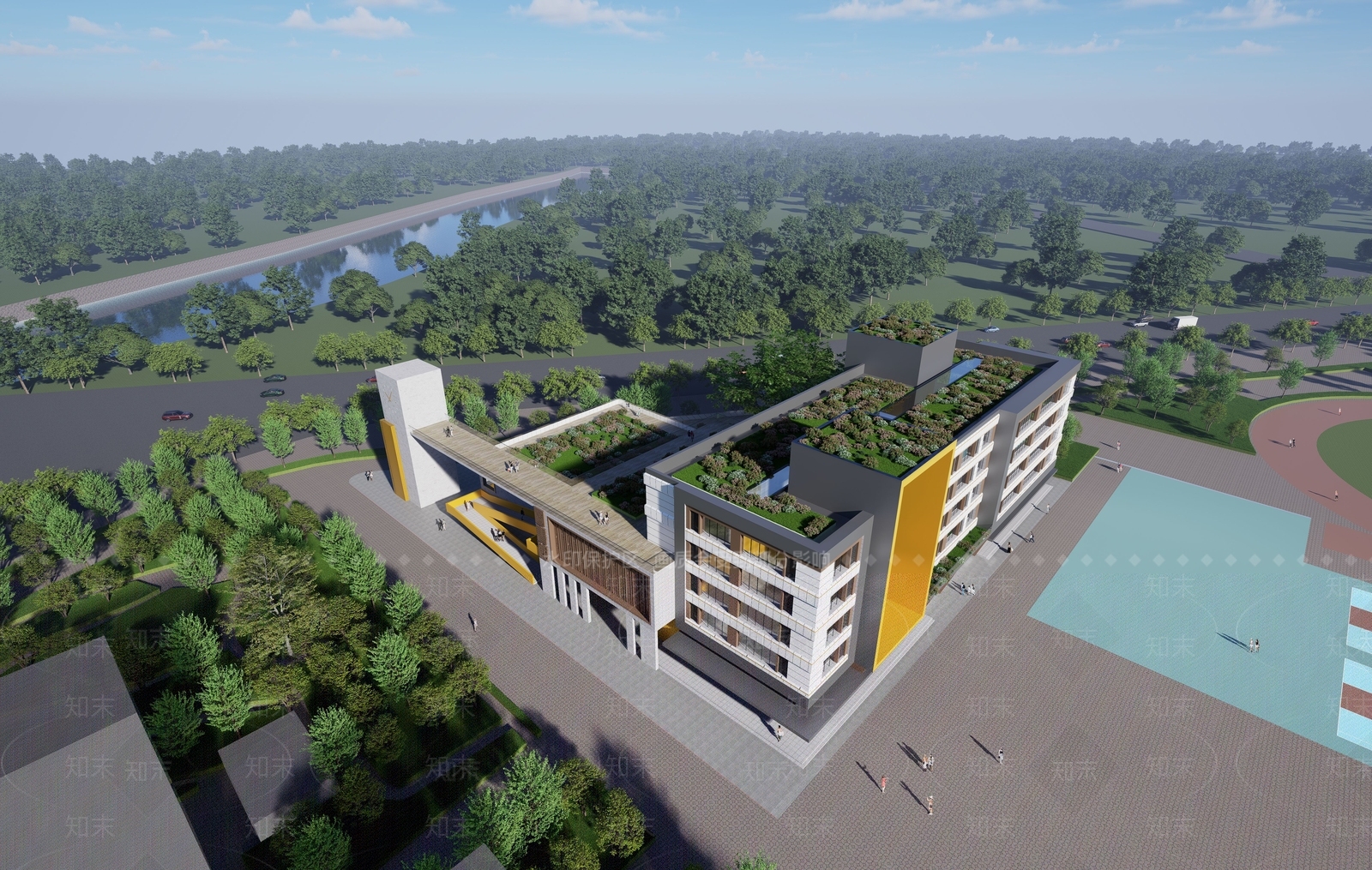 现代学校建筑SU模型下载【ID:1186959121】