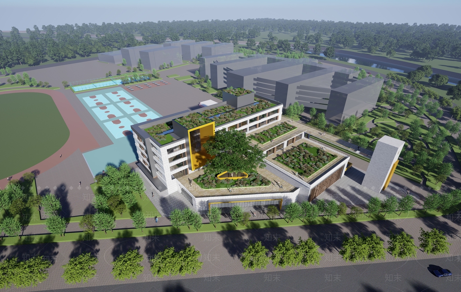 现代学校建筑SU模型下载【ID:1186959121】
