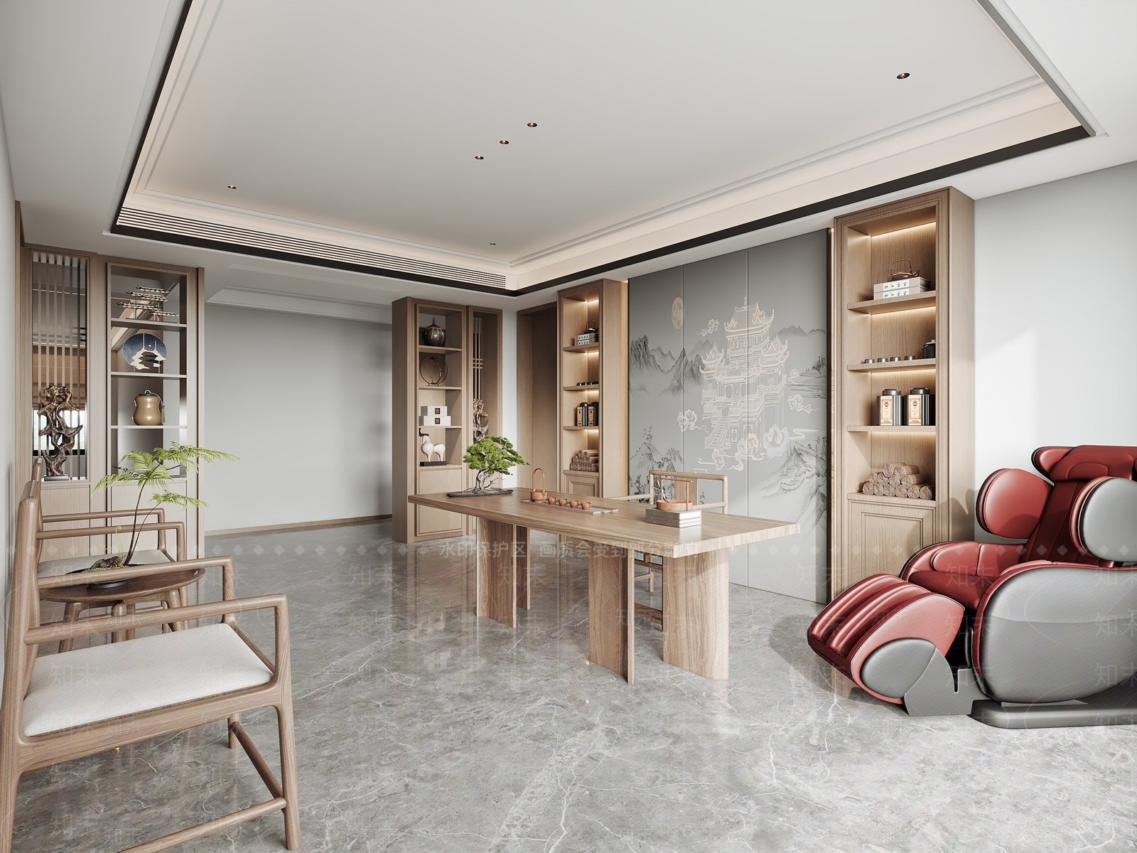 新中式茶室3D模型下载【ID:1186855894】