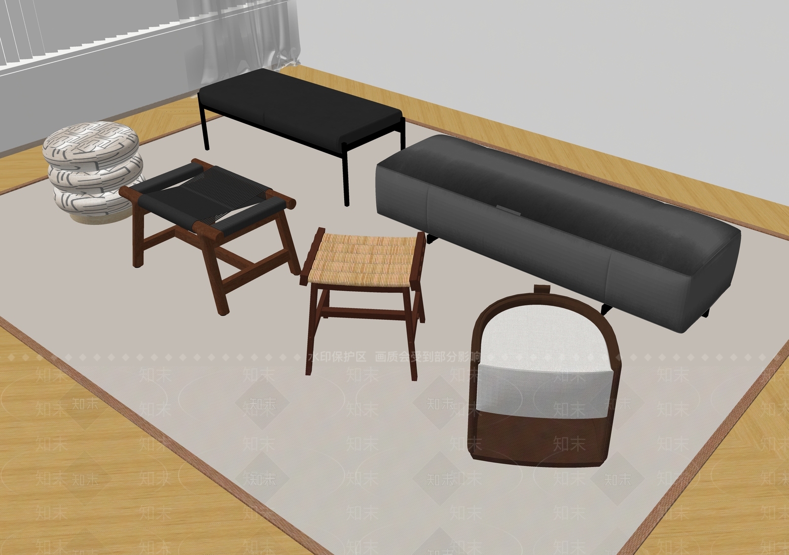 现代其他凳子SU模型下载【ID:1186858198】