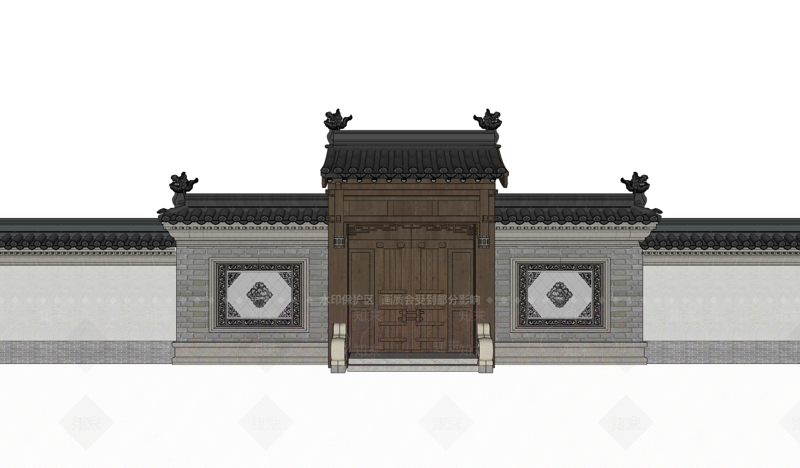 中式新中式庭院小品SU模型下载【ID:1186858672】