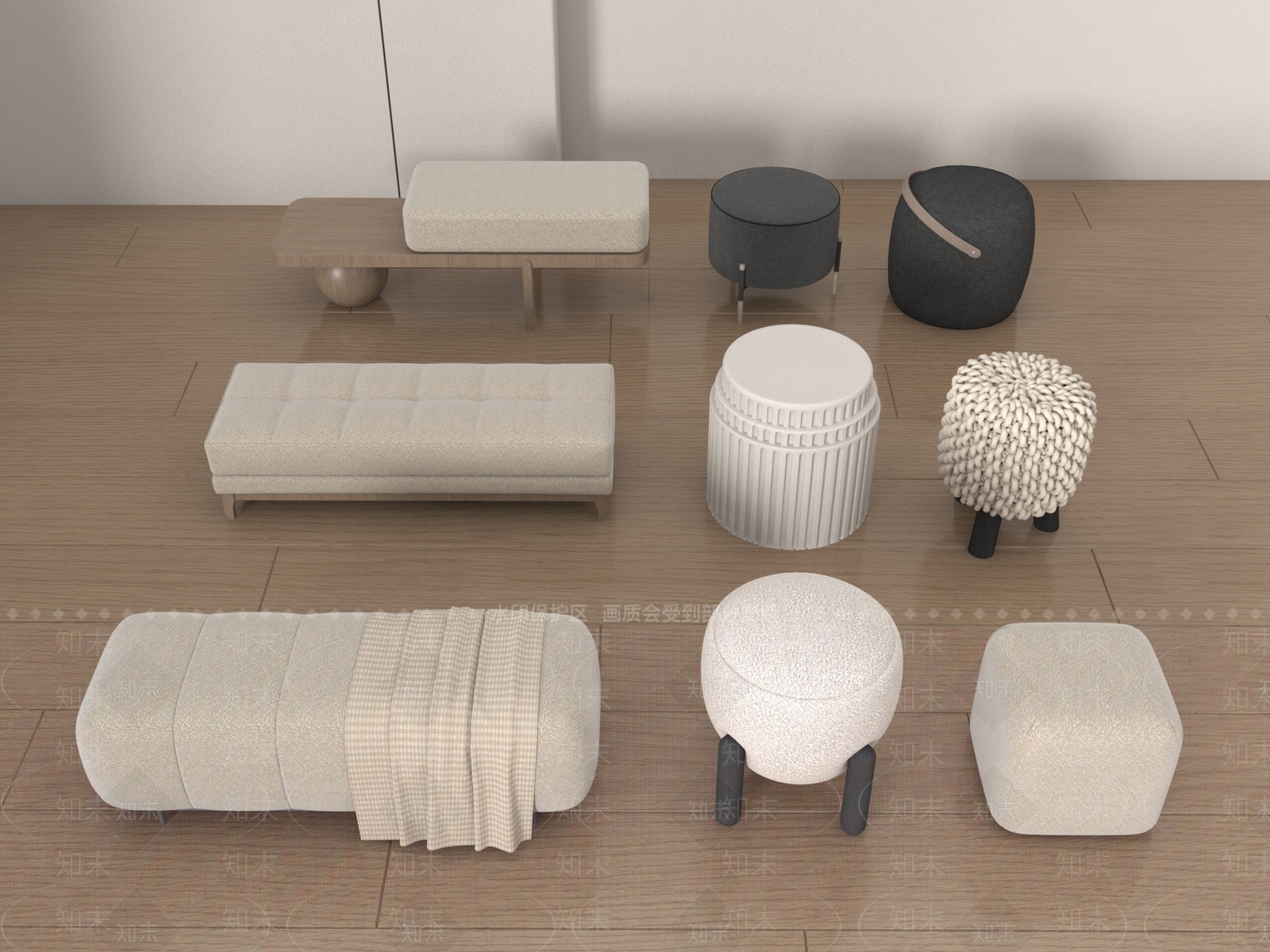 沙发凳3D模型下载【ID:1186860509】