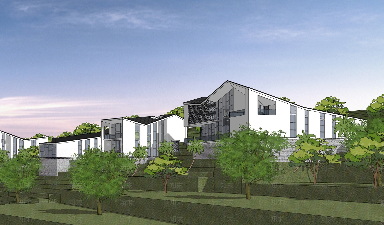 现代中式小公建SU模型下载【ID:1186862897】