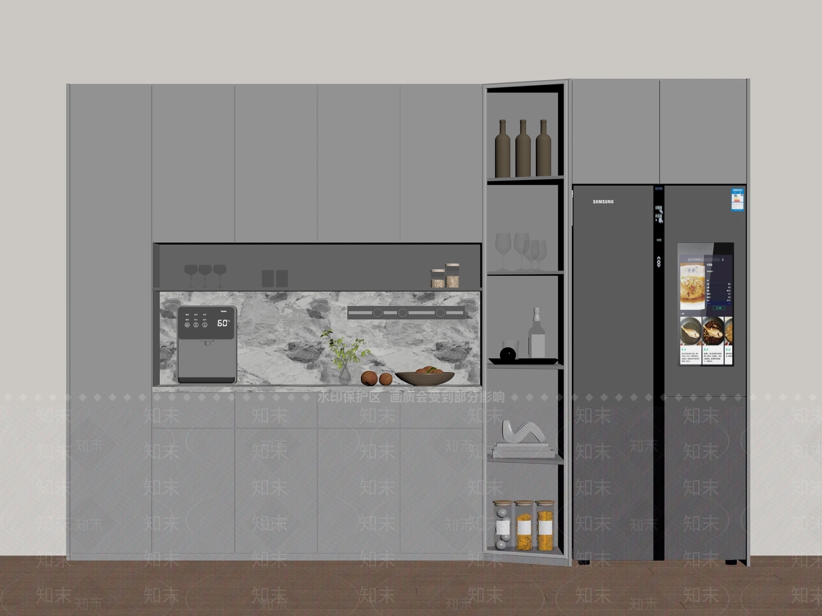 现代新中式酒柜SU模型下载【ID:1186863786】