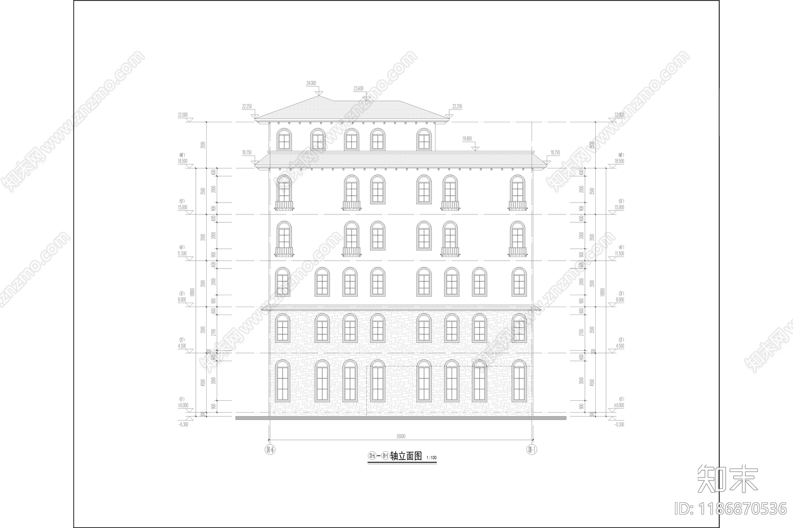 现代简约办公楼建筑cad施工图下载【ID:1186870536】