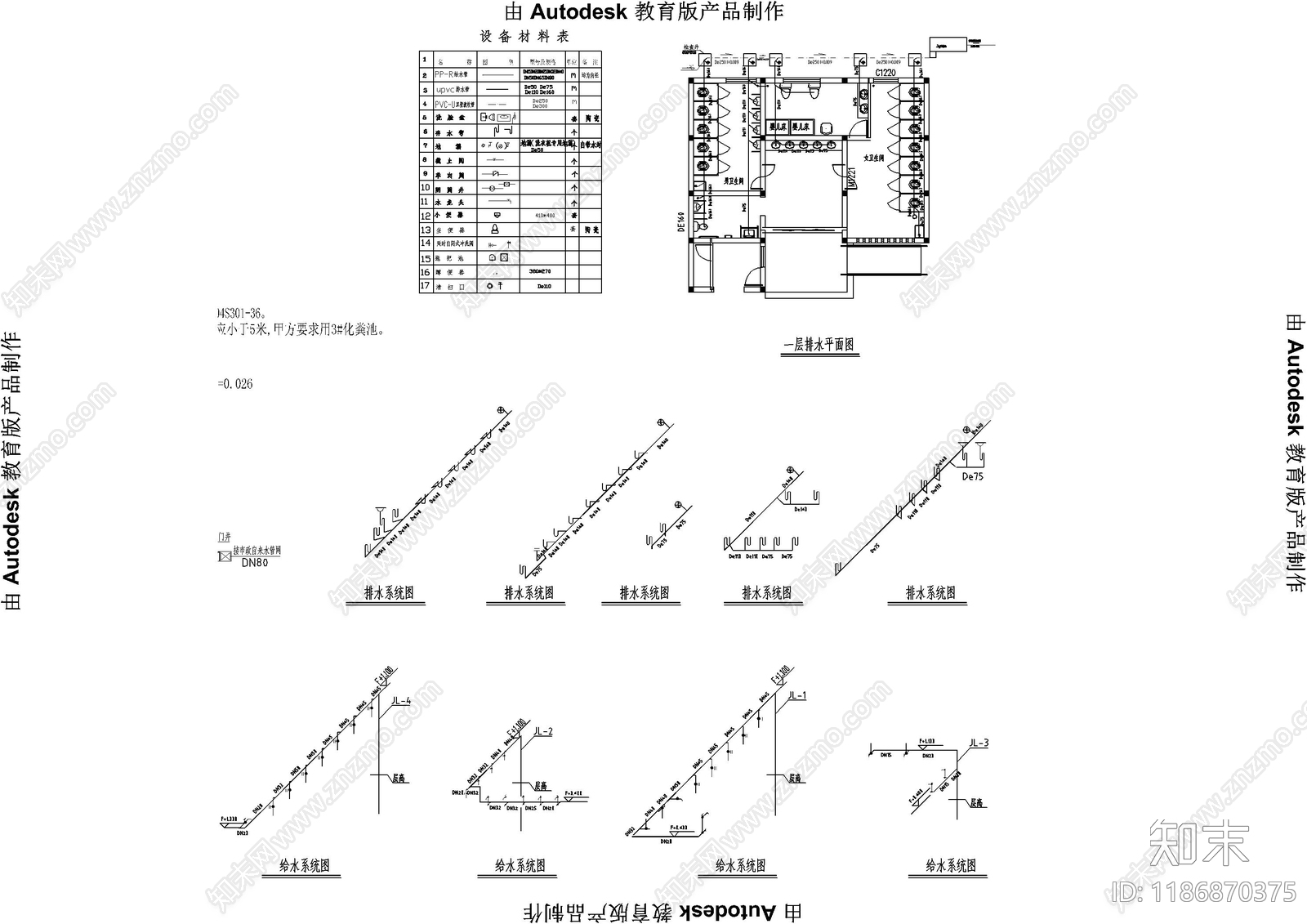 建筑给排水施工图下载【ID:1186870375】