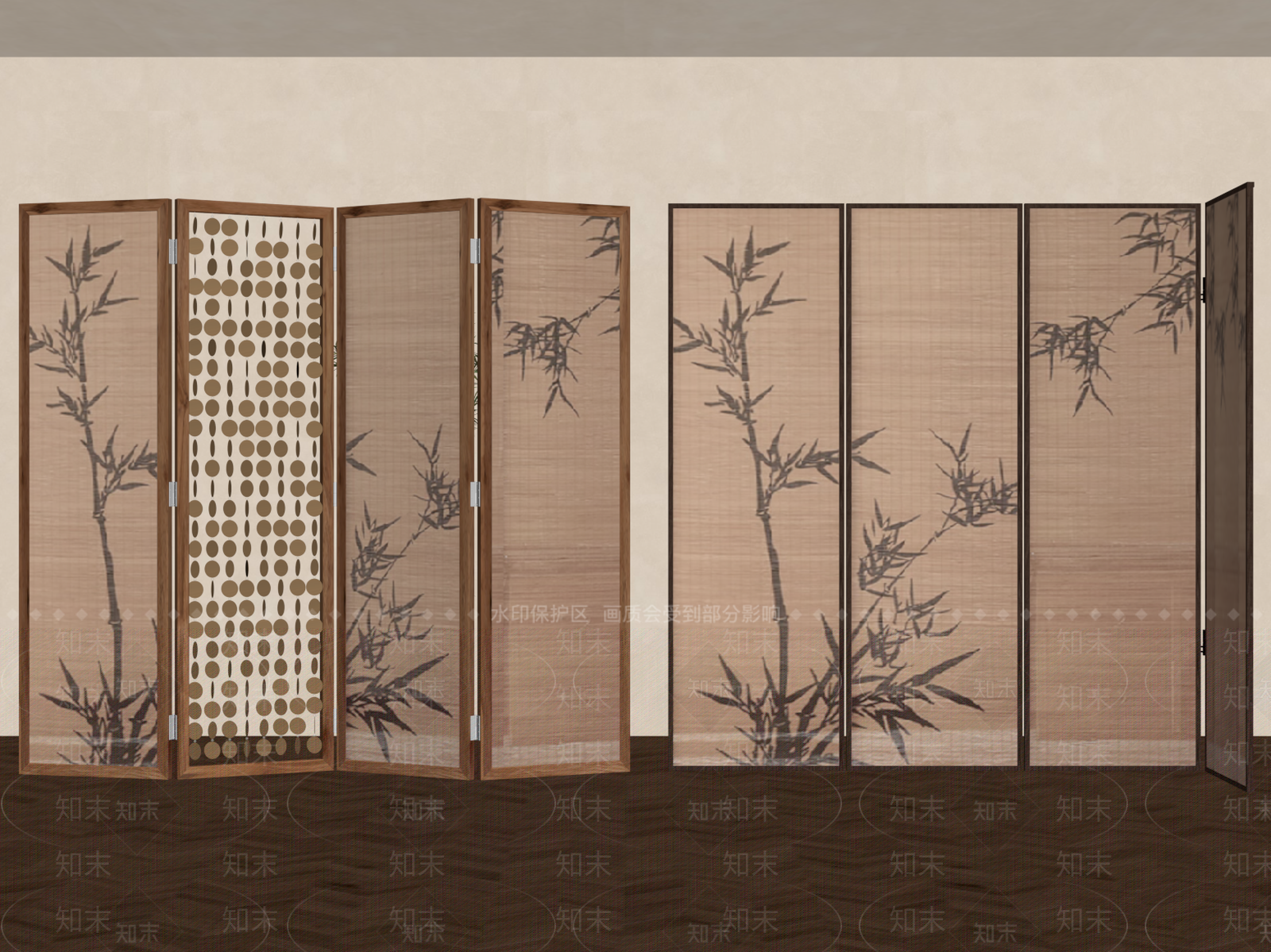新中式屏风SU模型下载【ID:1186870405】