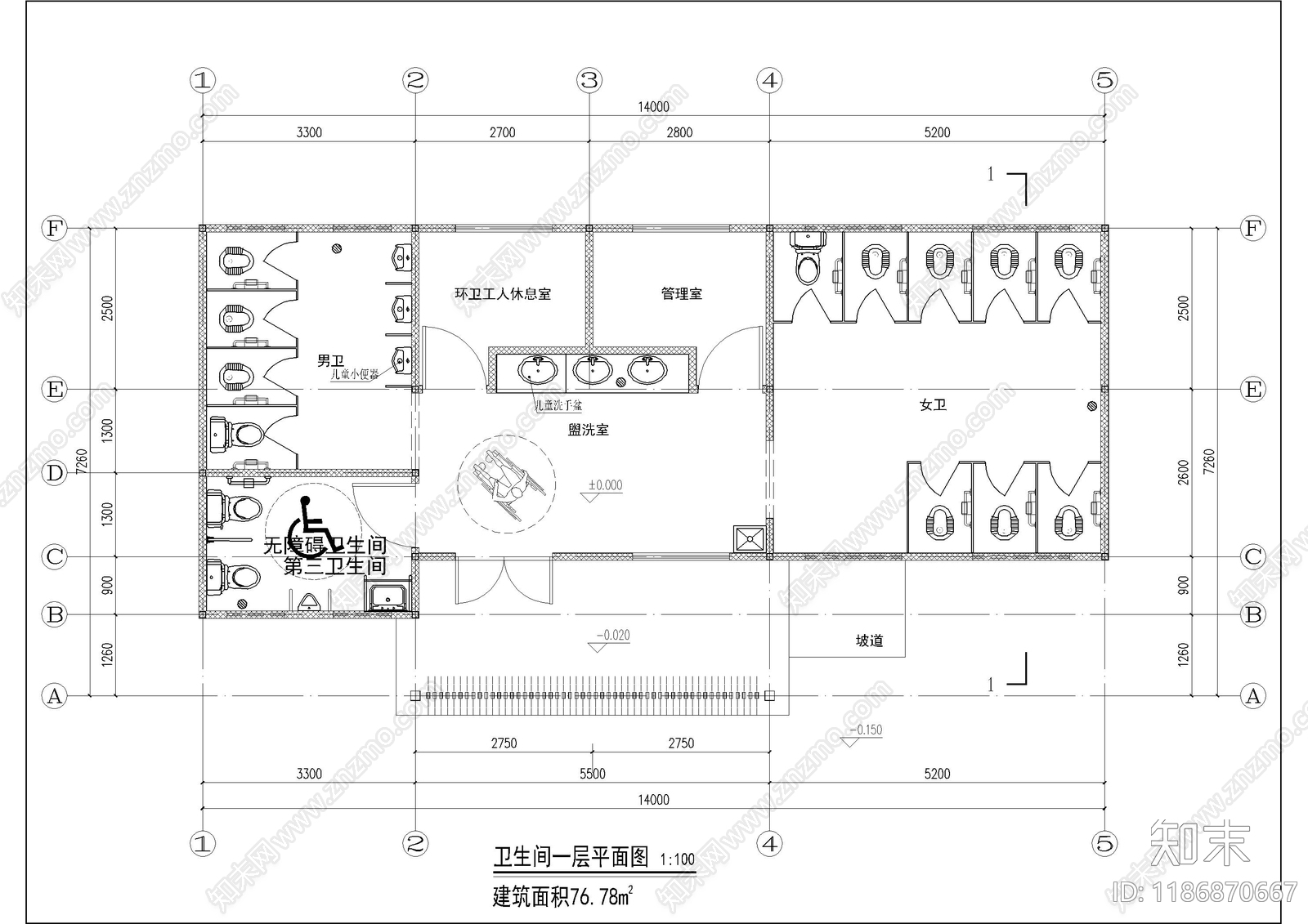 现代公厕cad施工图下载【ID:1186870667】