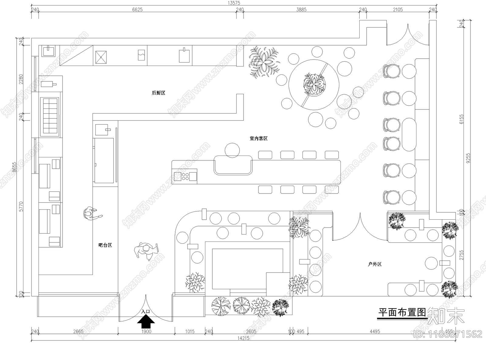 奶茶店施工图下载【ID:1186871562】