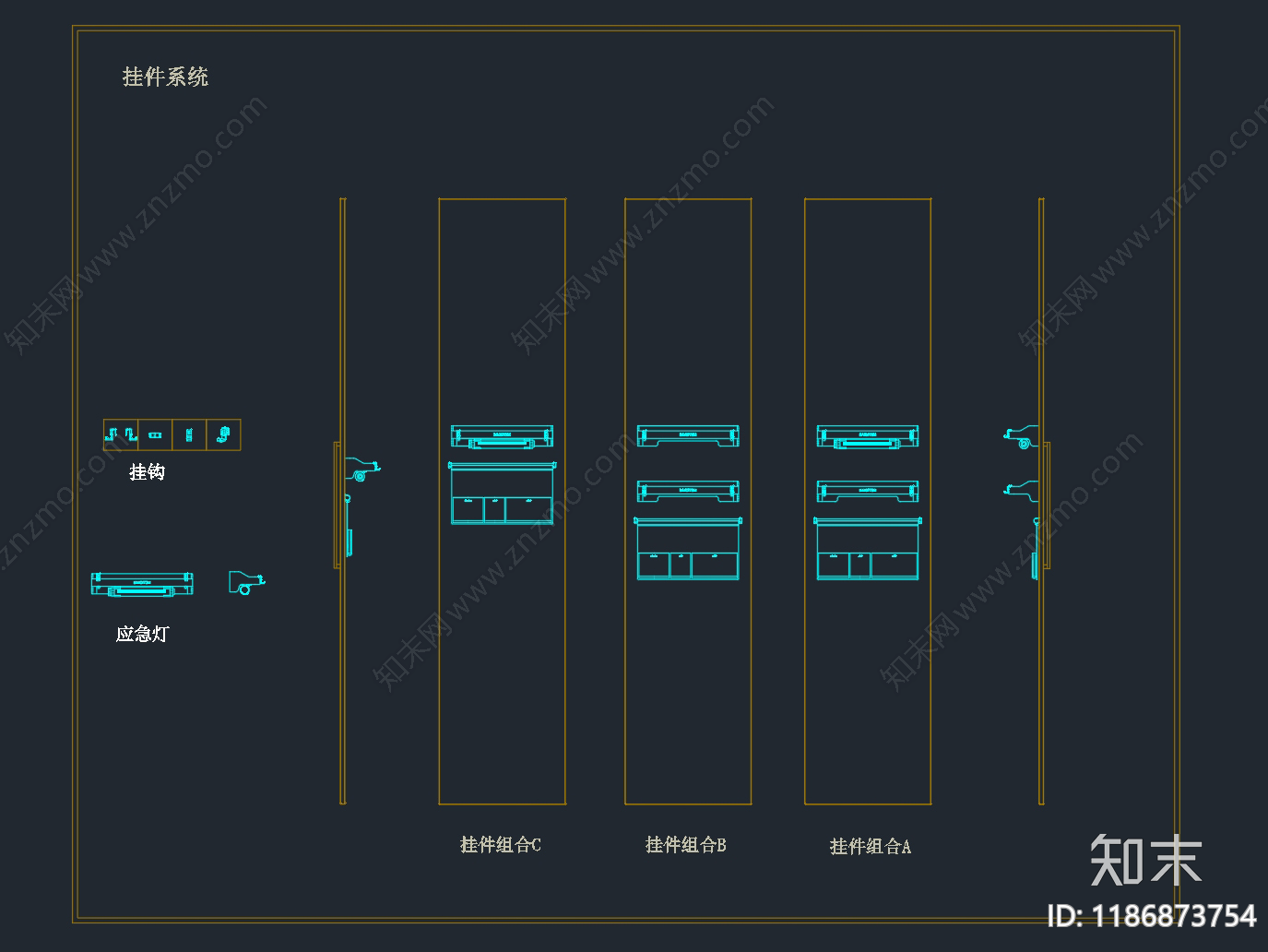 现代柜子cad施工图下载【ID:1186873754】