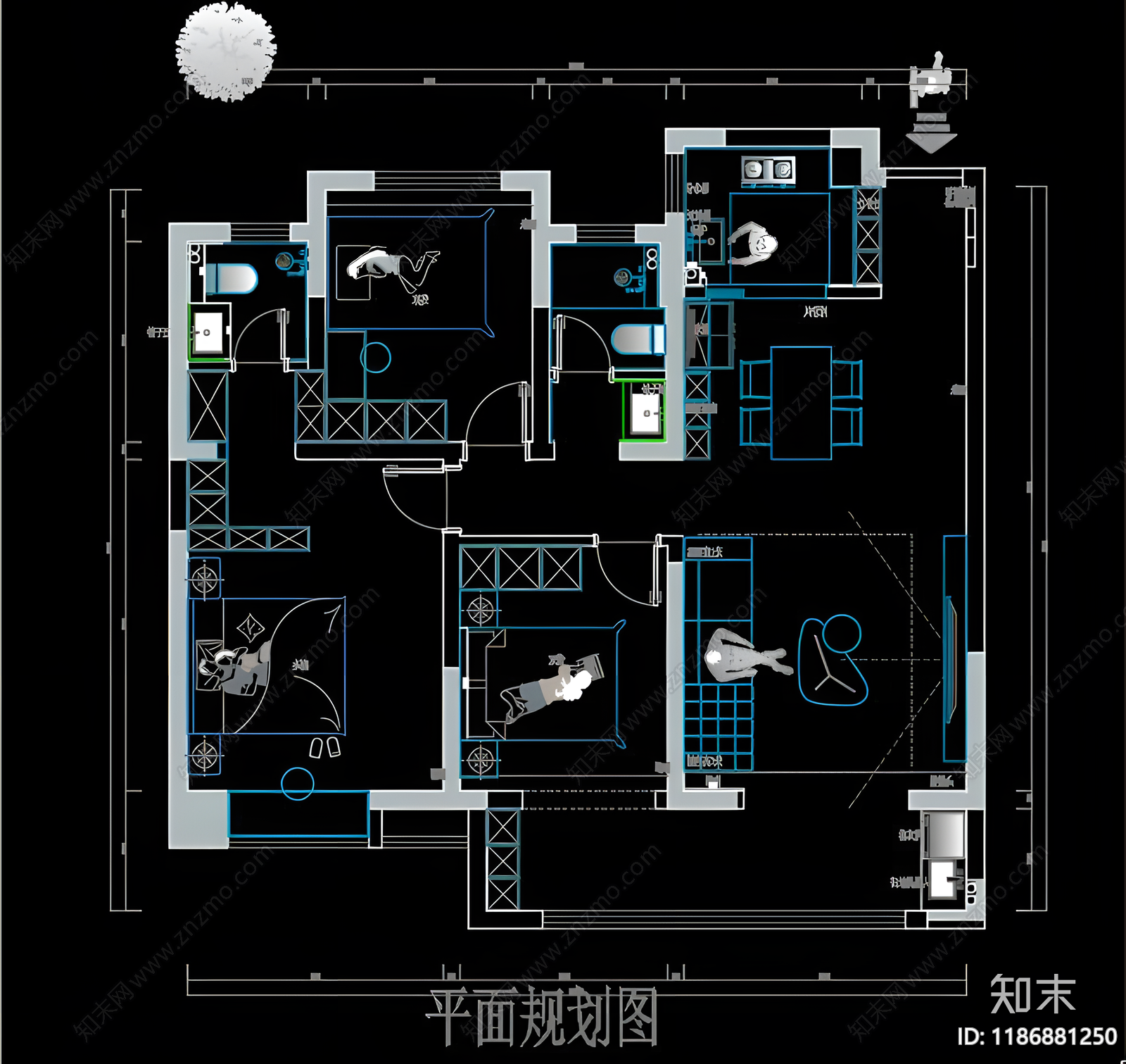 现代家装图库施工图下载【ID:1186881250】