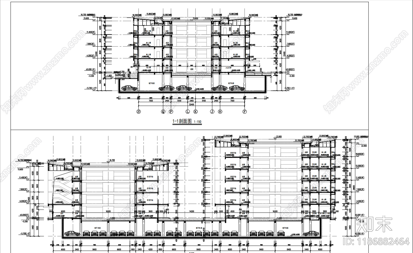 现代新中式行政机构建筑cad施工图下载【ID:1186882464】