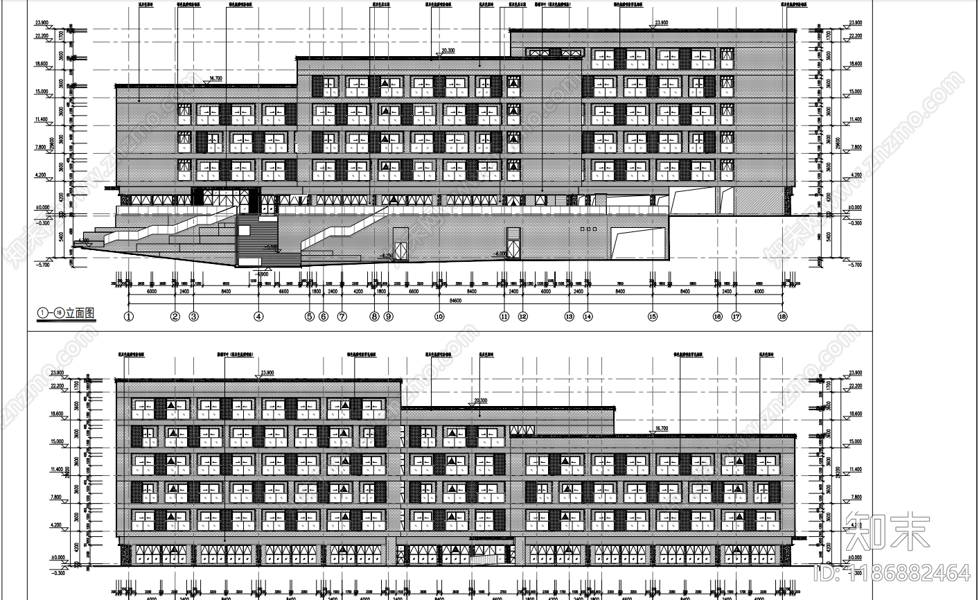 现代新中式行政机构建筑cad施工图下载【ID:1186882464】