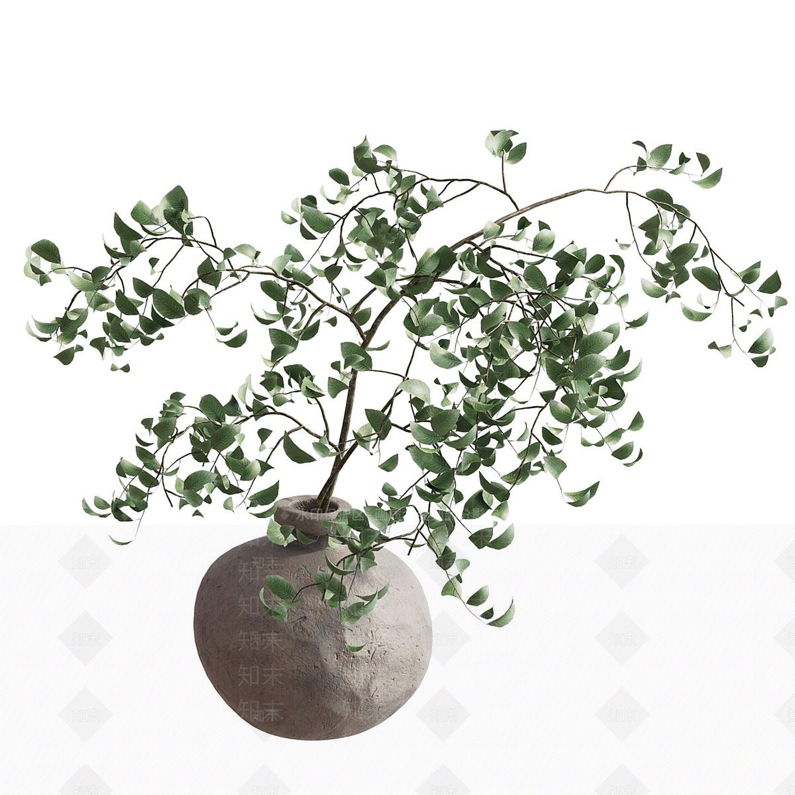 中古侘寂花艺3D模型下载【ID:1186885027】