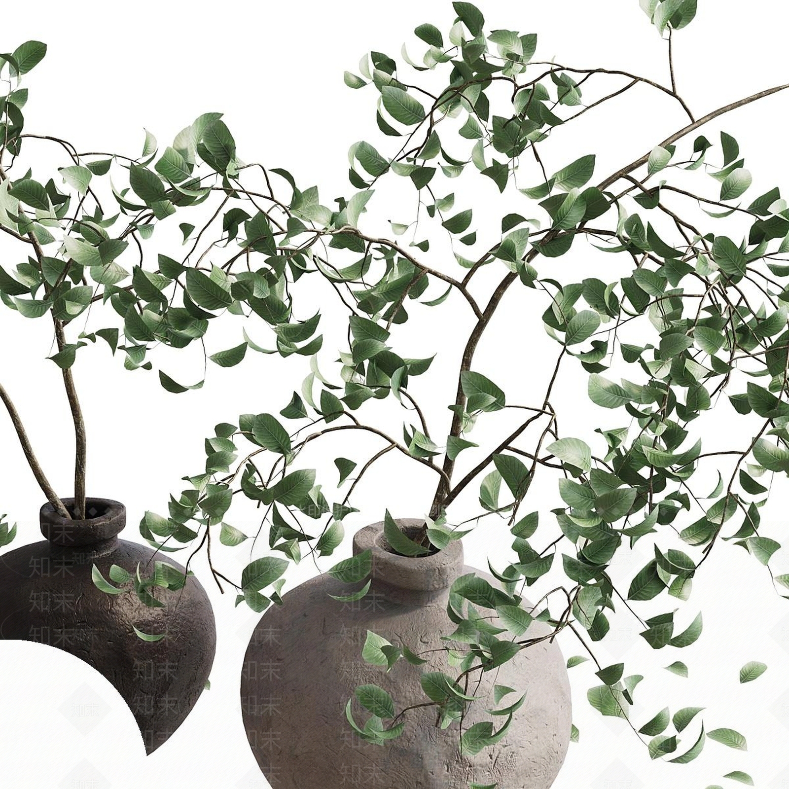 中古侘寂花艺3D模型下载【ID:1186885027】