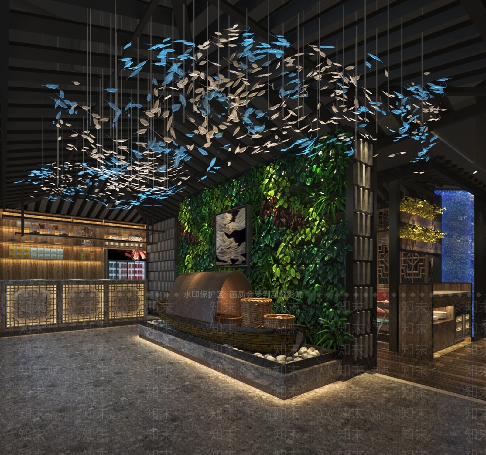 新中式中式中餐厅3D模型下载【ID:1186885288】