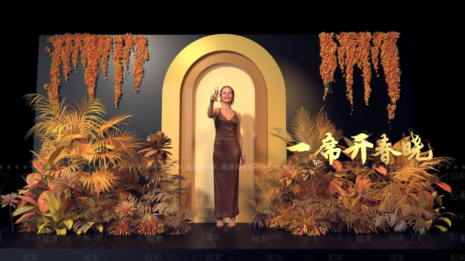 现代法式美陈3D模型下载【ID:1186885286】