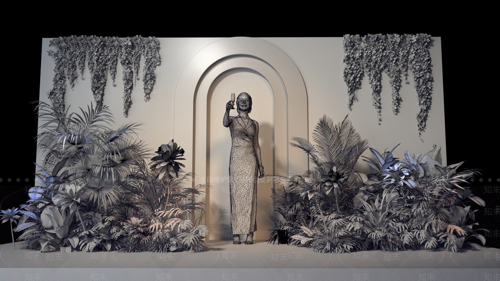 现代法式美陈3D模型下载【ID:1186885286】