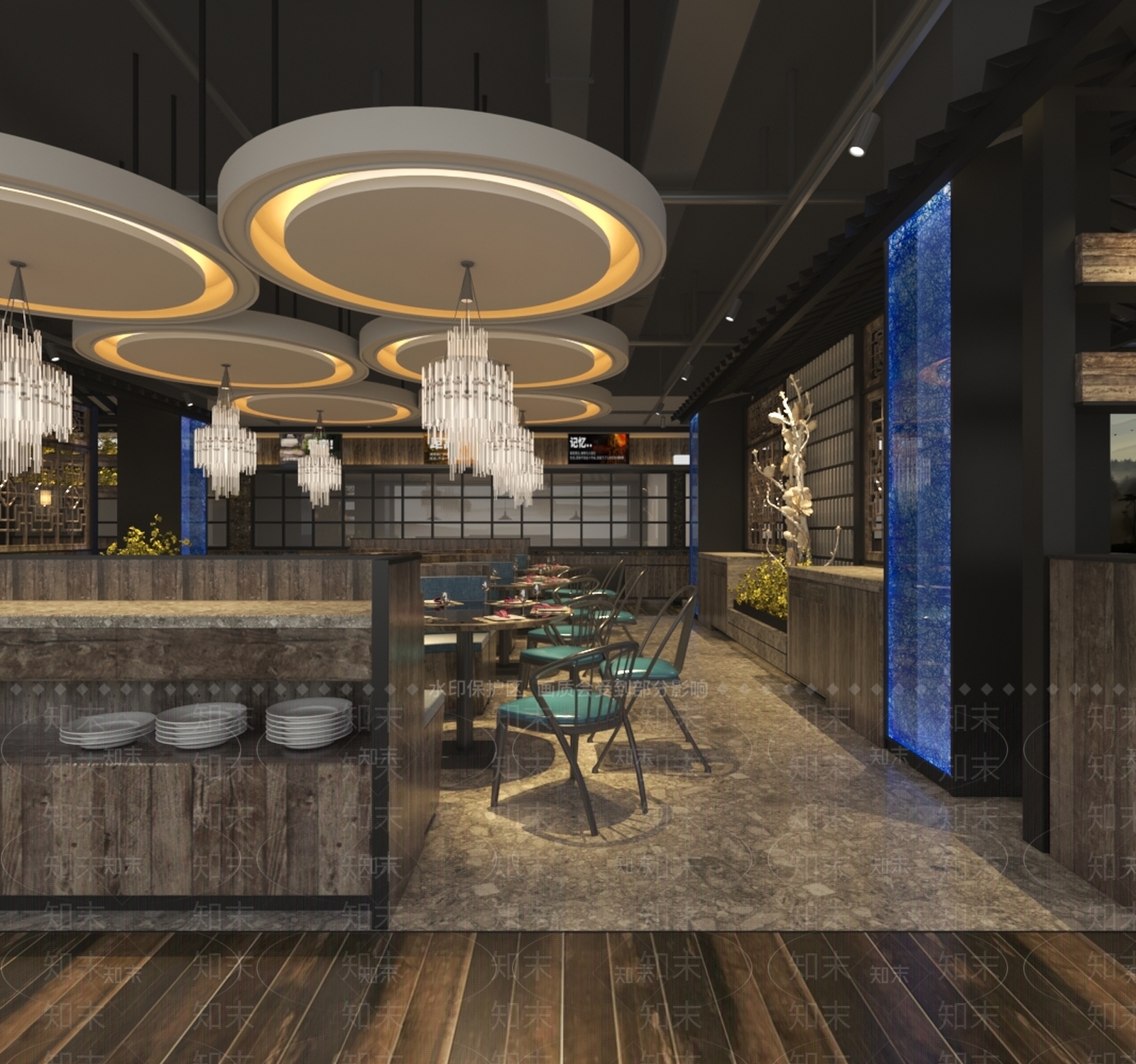 新中式中式中餐厅3D模型下载【ID:1186885585】