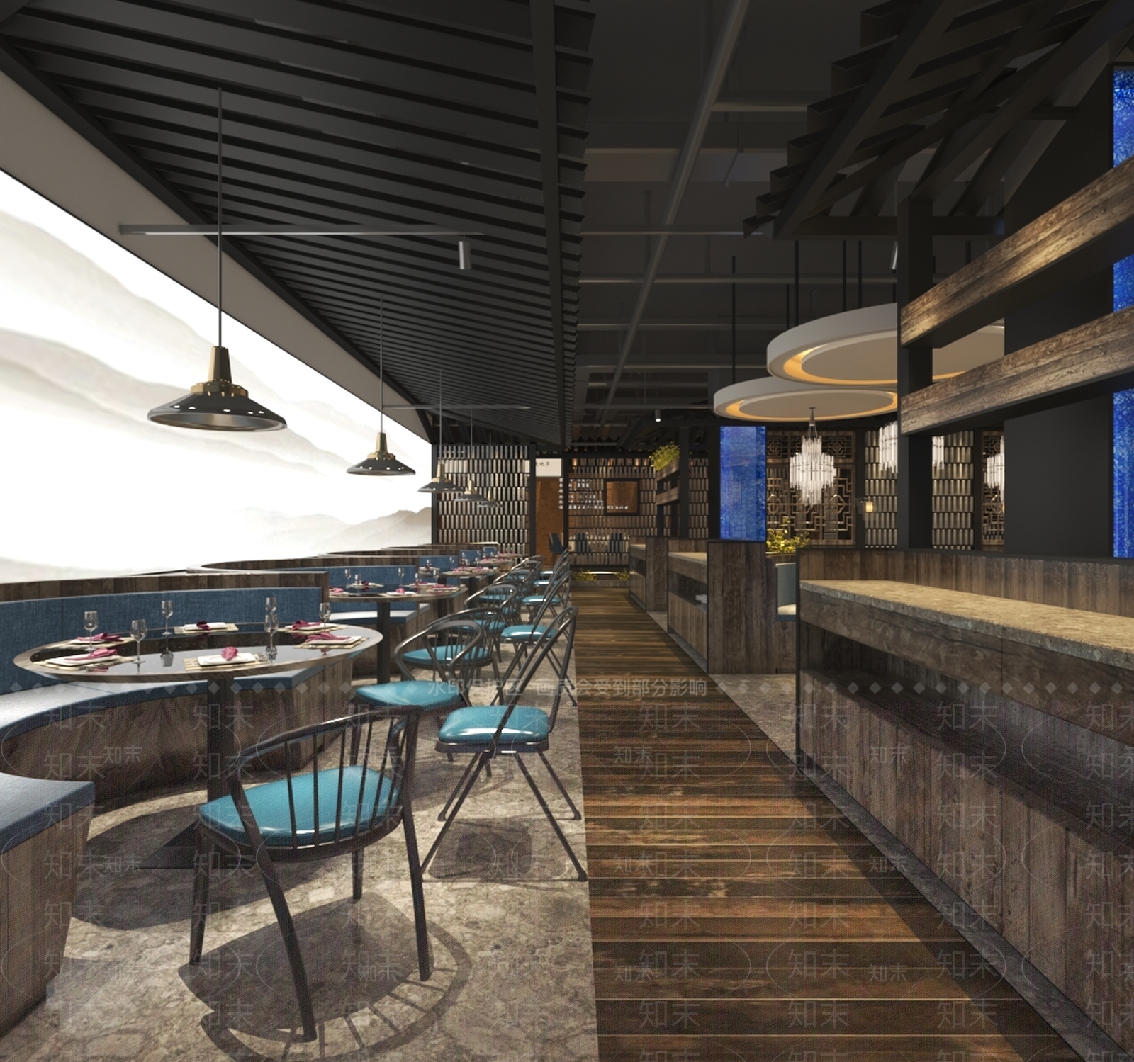 新中式中式中餐厅3D模型下载【ID:1186885585】