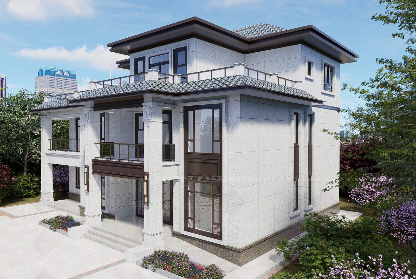 新中式别墅SU模型下载【ID:1186886506】