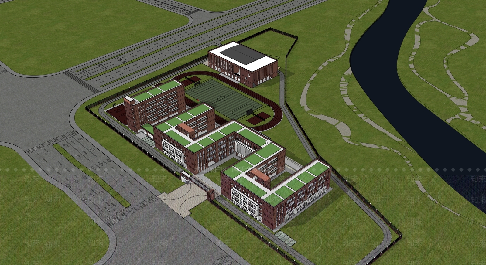 现代极简学校建筑SU模型下载【ID:1186888838】