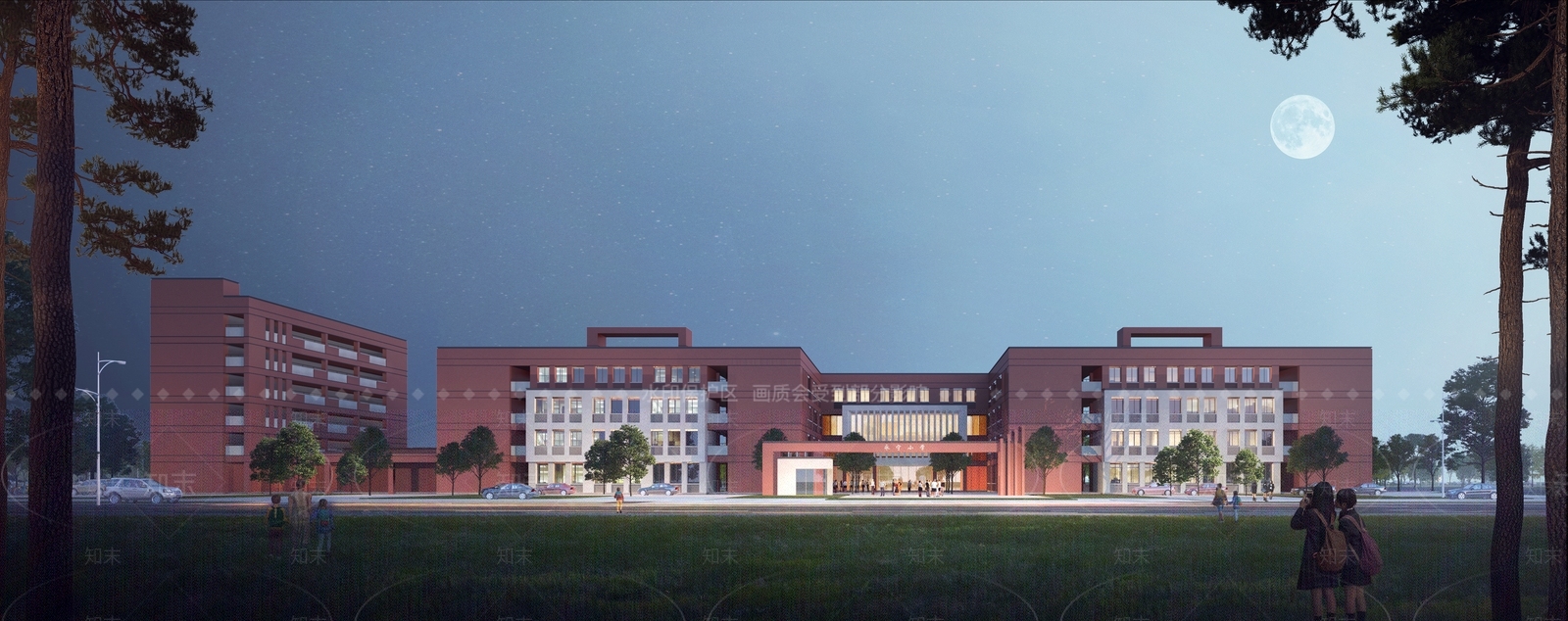现代极简学校建筑SU模型下载【ID:1186888838】