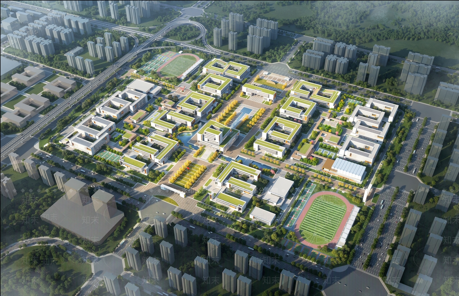 现代新中式学校建筑SU模型下载【ID:1186889868】