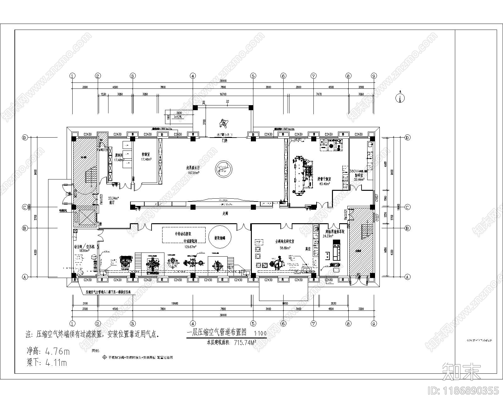 现代其他工装空间cad施工图下载【ID:1186890355】