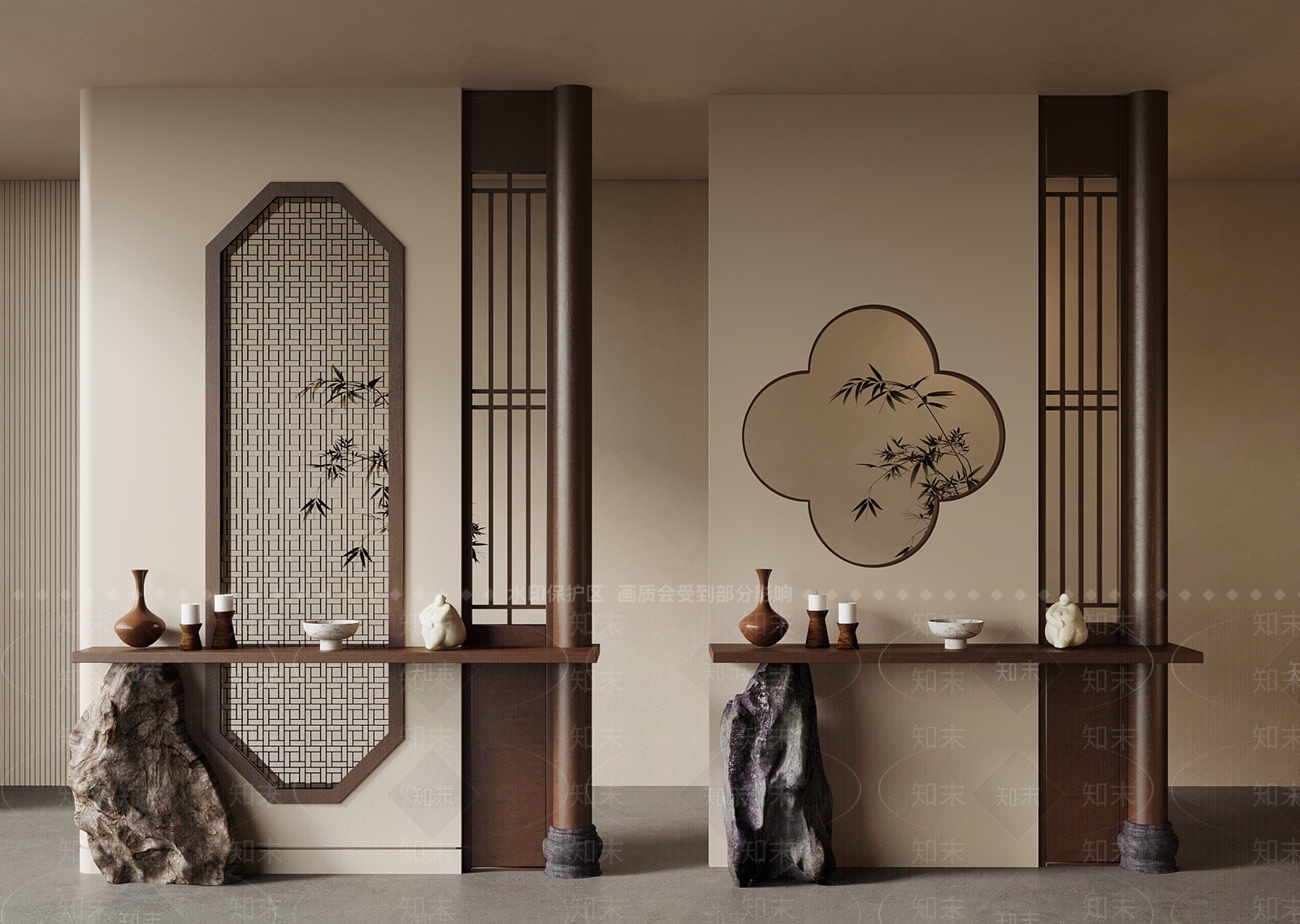 新中式隔断SU模型下载【ID:1186892144】
